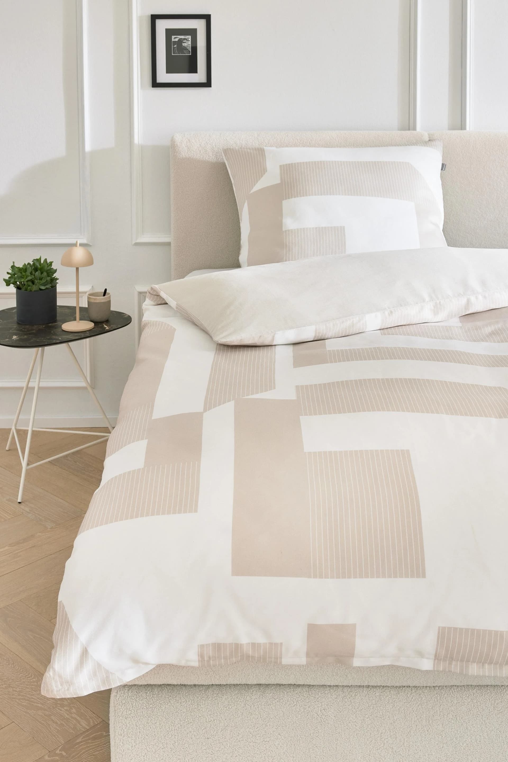 MUSTERRING Wendebettwäsche "Slow" Beige Satin 100% Baumwolle