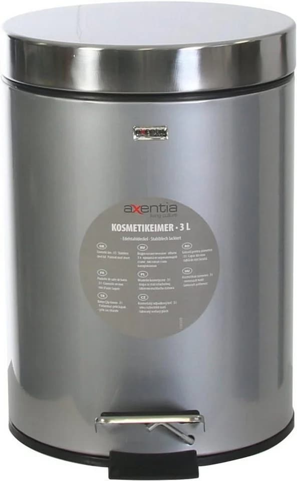 axentia Kosmetikeimer Edelstahl Schwarz mit Metallpedal