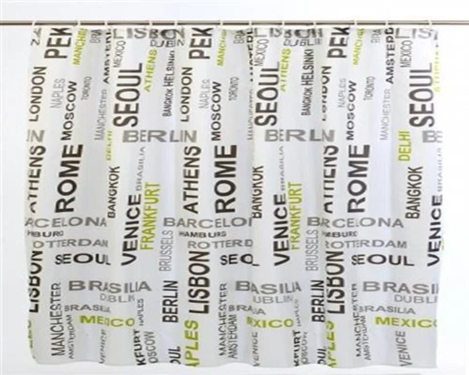 Testrut Duschvorhang 180x180 cm mit Ringen sortierte Drucke