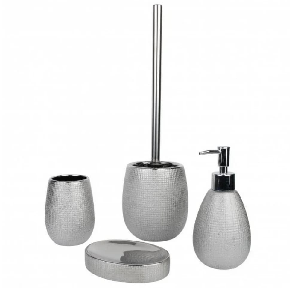 axentia Badaccessoire-Set Hollywood 4-tlg. Silber Glitzer-Design