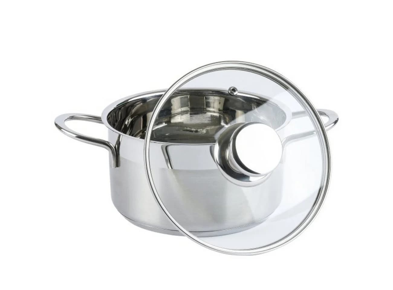 axentia Kochtopf Edelstahl 2-tlg. mit Glasdeckel Silber
