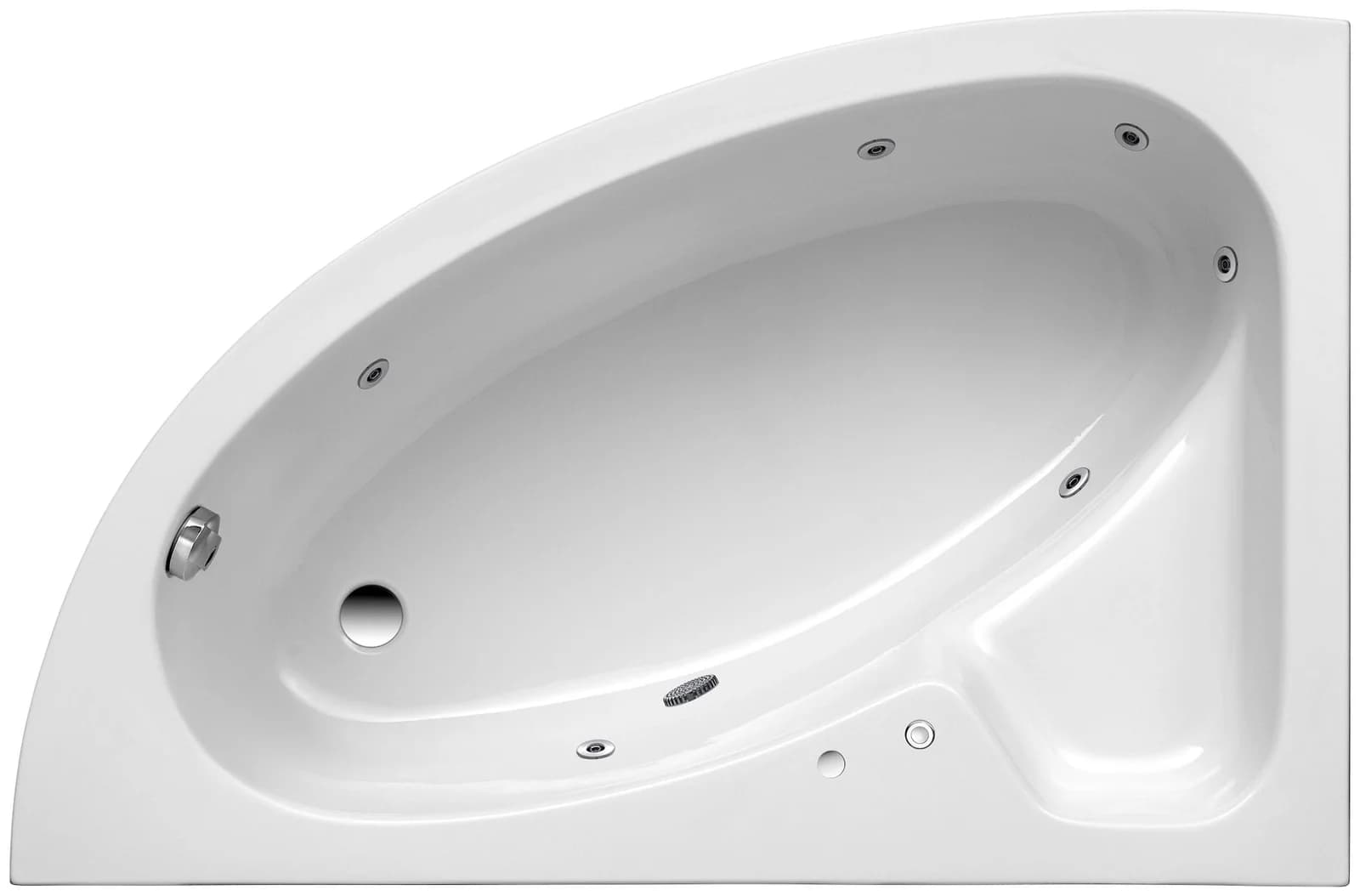 OTTOFOND Salinas A Whirlpool-Badewanne Weiß Asymmetrisch Sanitäracryl
