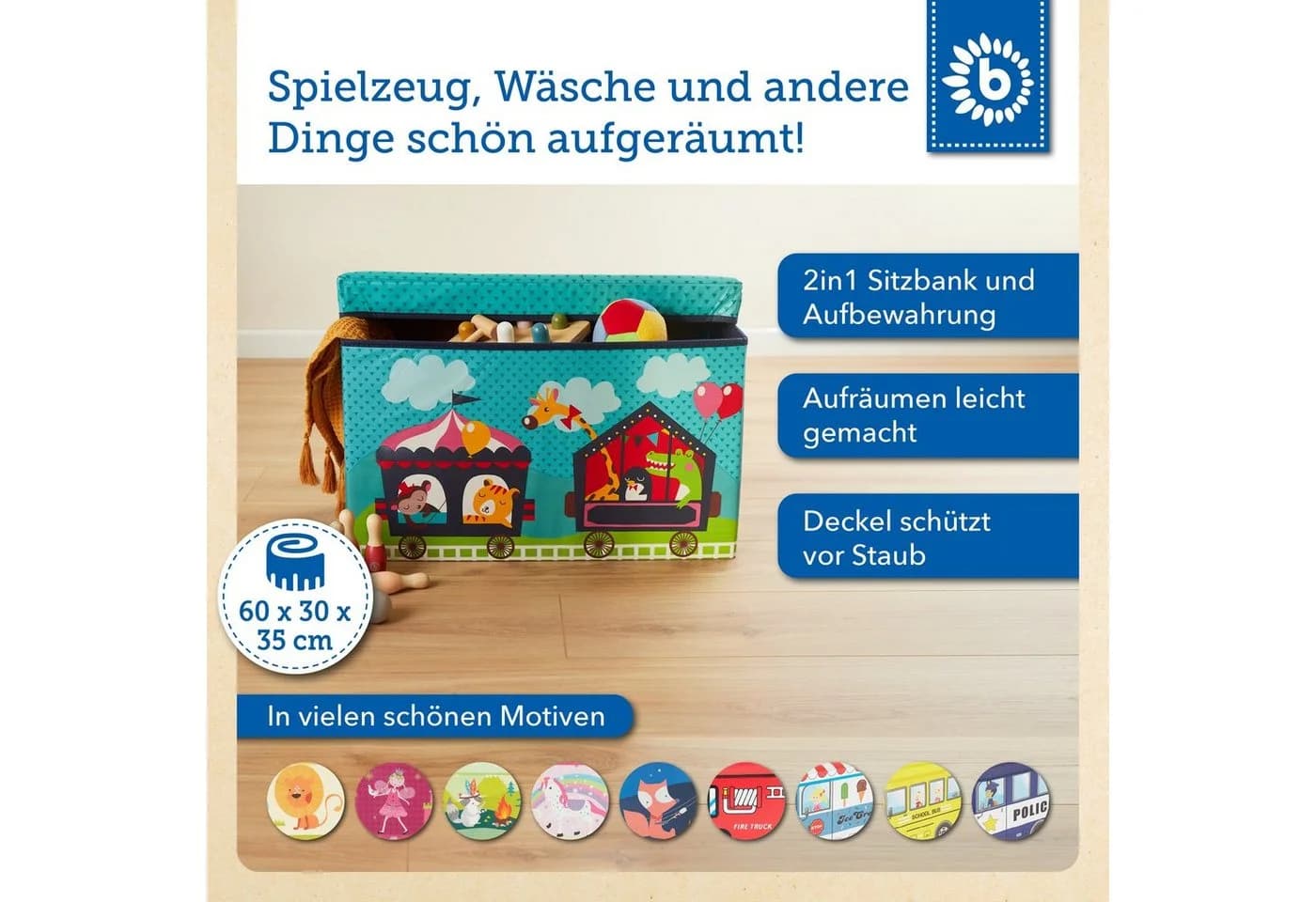 BIECO Spielzeugtruhe 60L, faltbar Spielzeugkiste