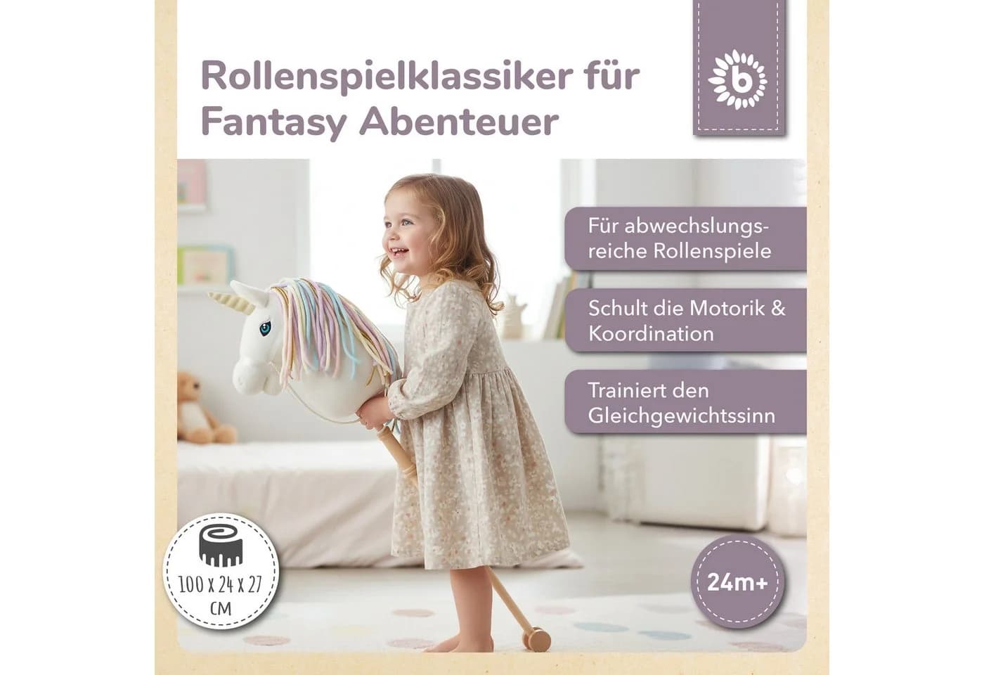 BIECO Steckenpferd Kinder Beige Hobby Horse
