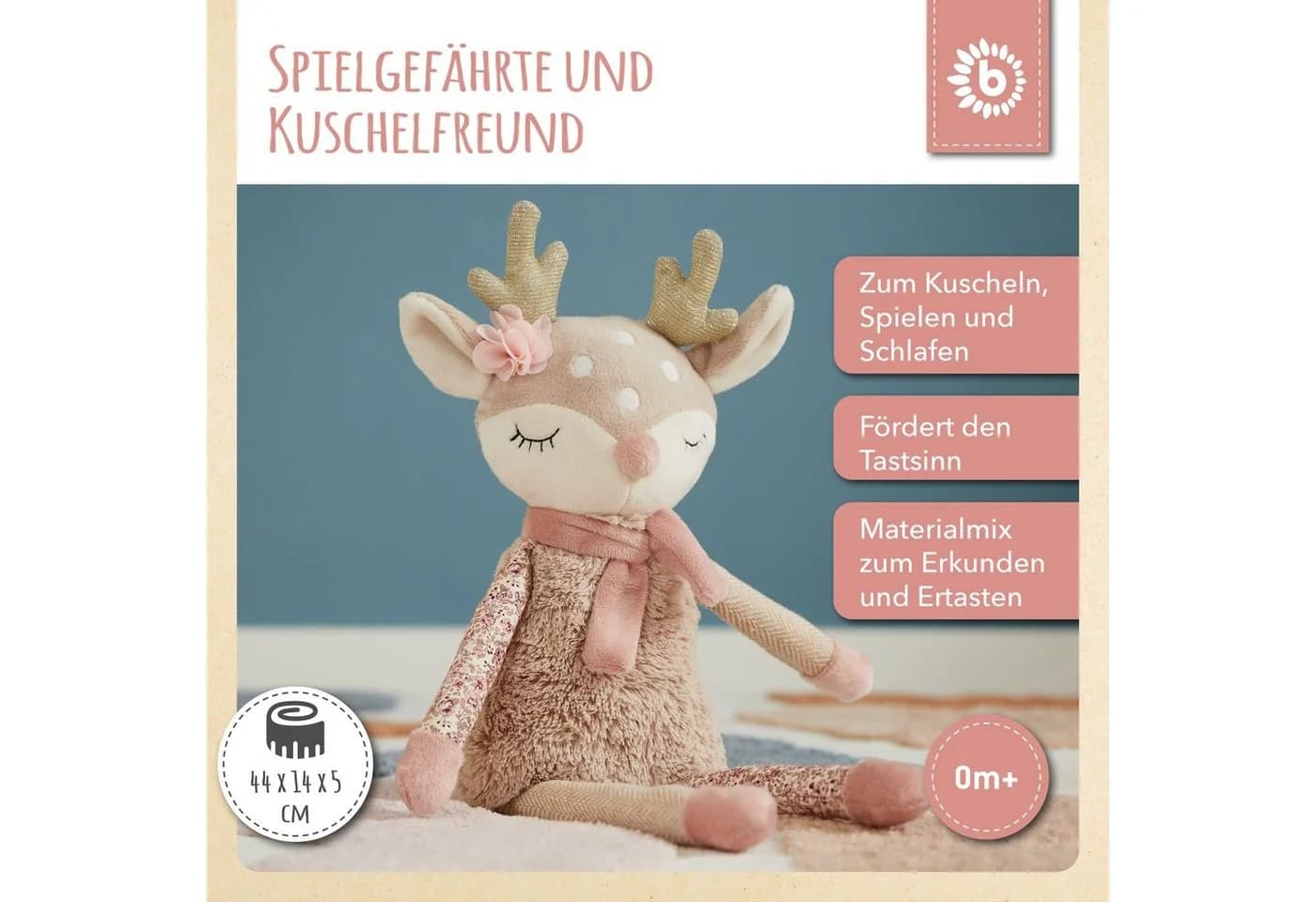 BIECO Plüsch Reh Kuscheltier Baby 40 cm Samtig Weich