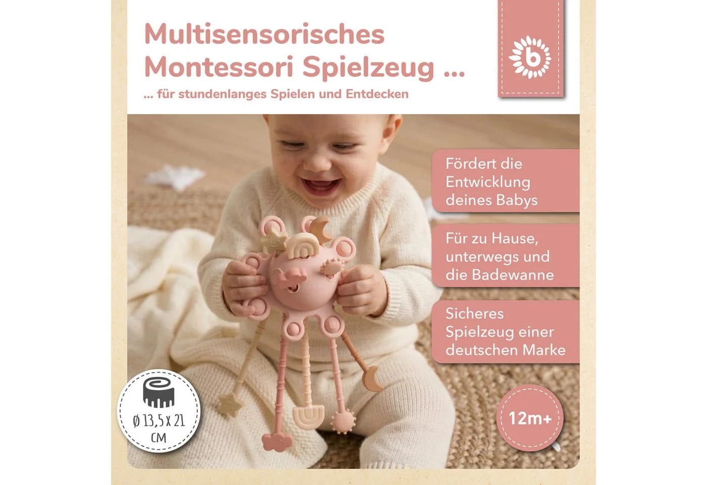 BIECO Silikon Activity Montessori Spielzeug Baby Stapelspielzeug