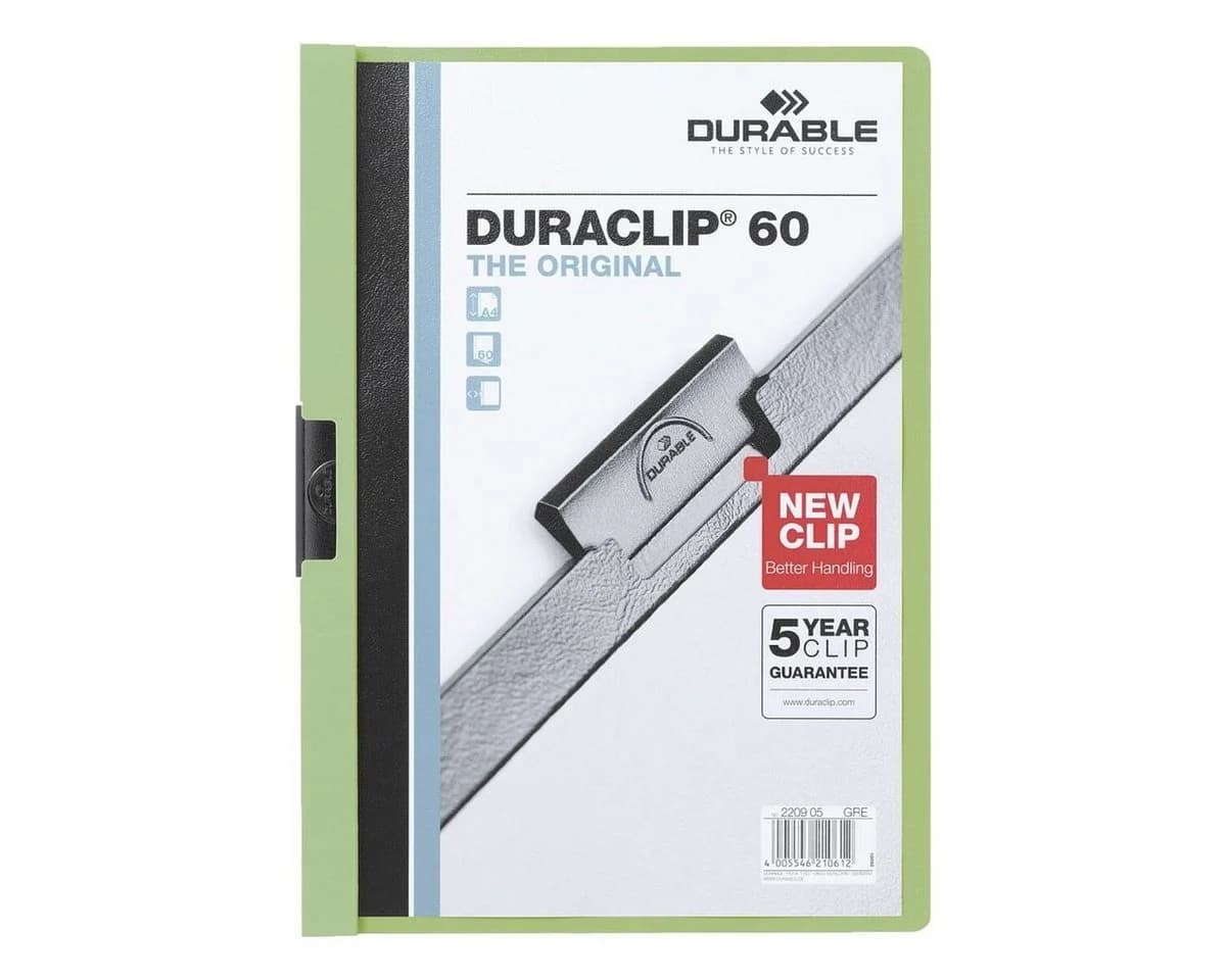 DURABLE Klemmhefter Duraclip 60 DIN A4 Grün Transparent