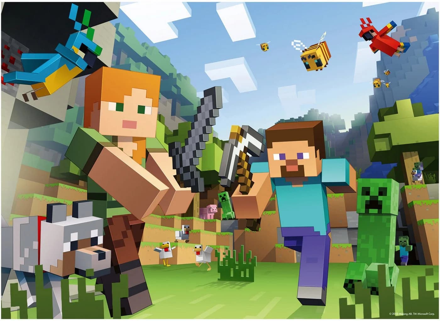 Ravensburger Puzzle Kinderpuzzle 4x100 Teile Minecraft Biome erforschen