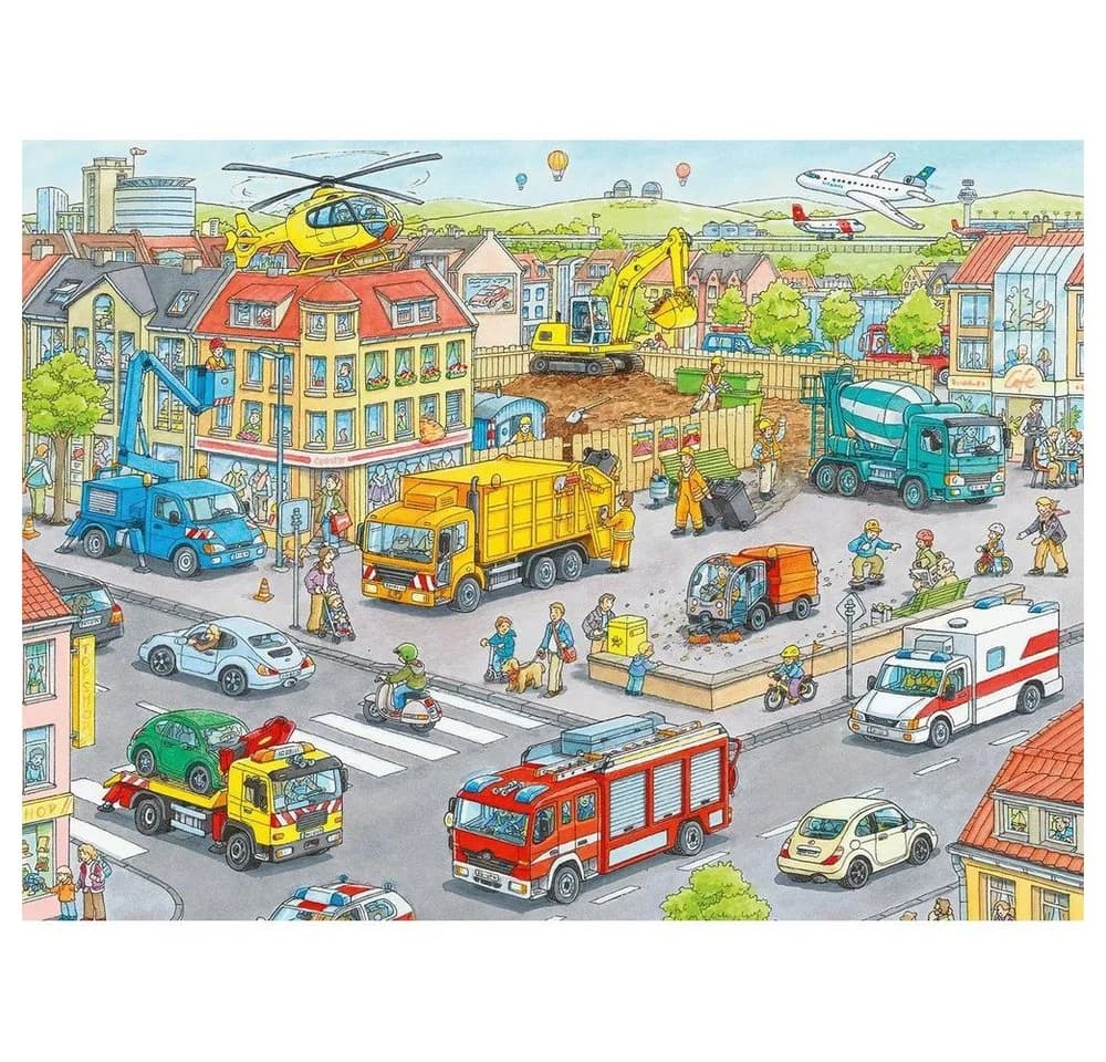 Ravensburger Puzzle Fahrzeuge in der Stadt 100/199 Teile Bunt
