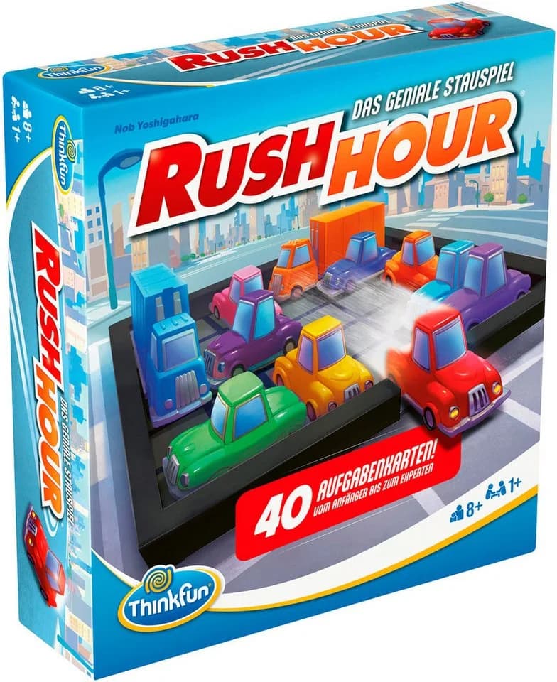 THINKFUN Rush Hour Spiel Bunt - 40 Aufgabenkarten Logikrätsel