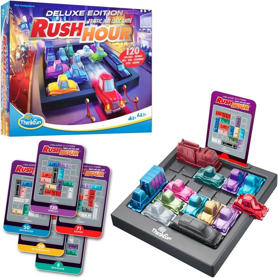 Thinkfun Rush Hour Deluxe Logikspiel mit 120 Aufgaben und Metallic-Optik