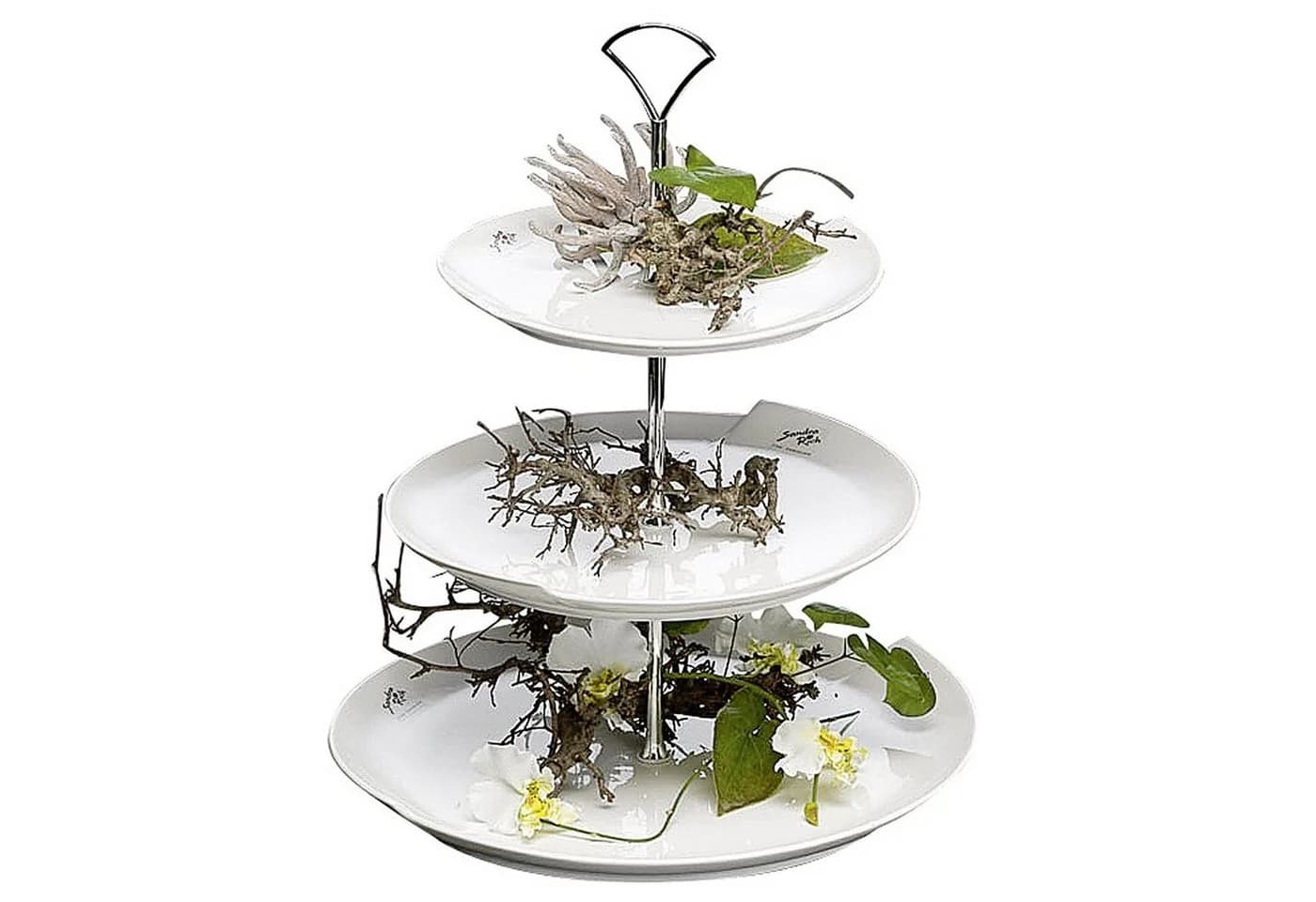 Sandra Rich Etagere Edelstahl Weiß/Silber