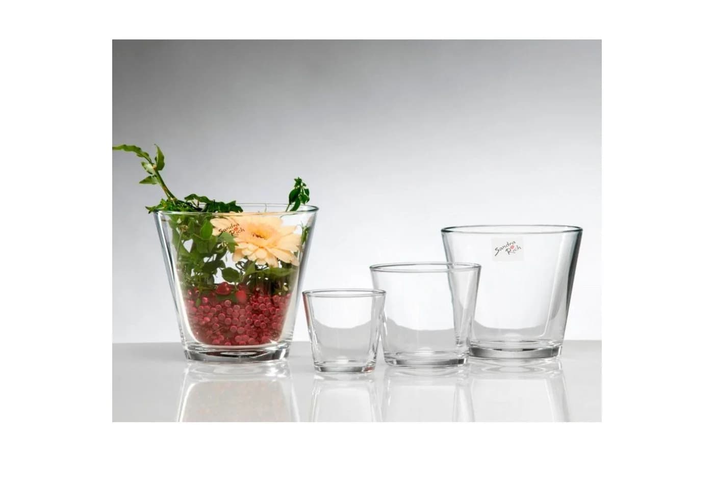Sandra Rich Dekovase Glas Kübel konisch klar