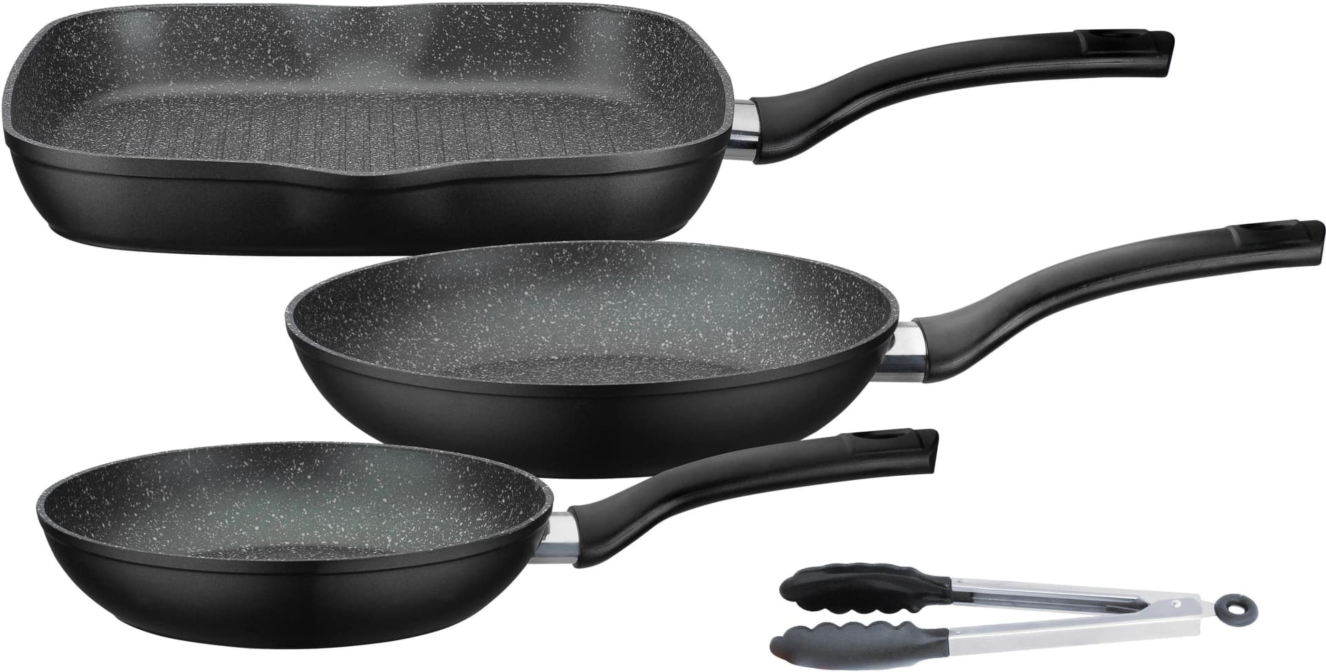 GSW Pfannen-Set "Gourmet Granit" Silber Schwarz Antihaft Induktion