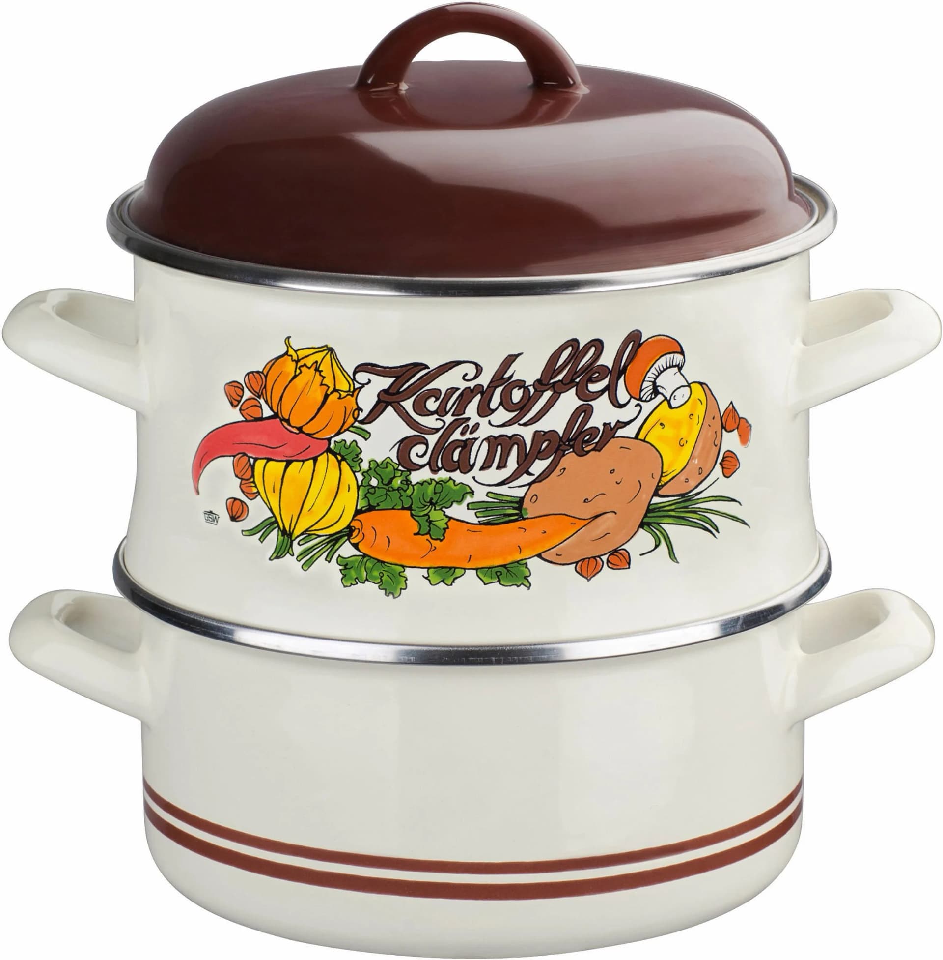 GSW Kartoffel/Gemüse-Dämpfer Beige Stahl-Emaille 18 cm Induktion