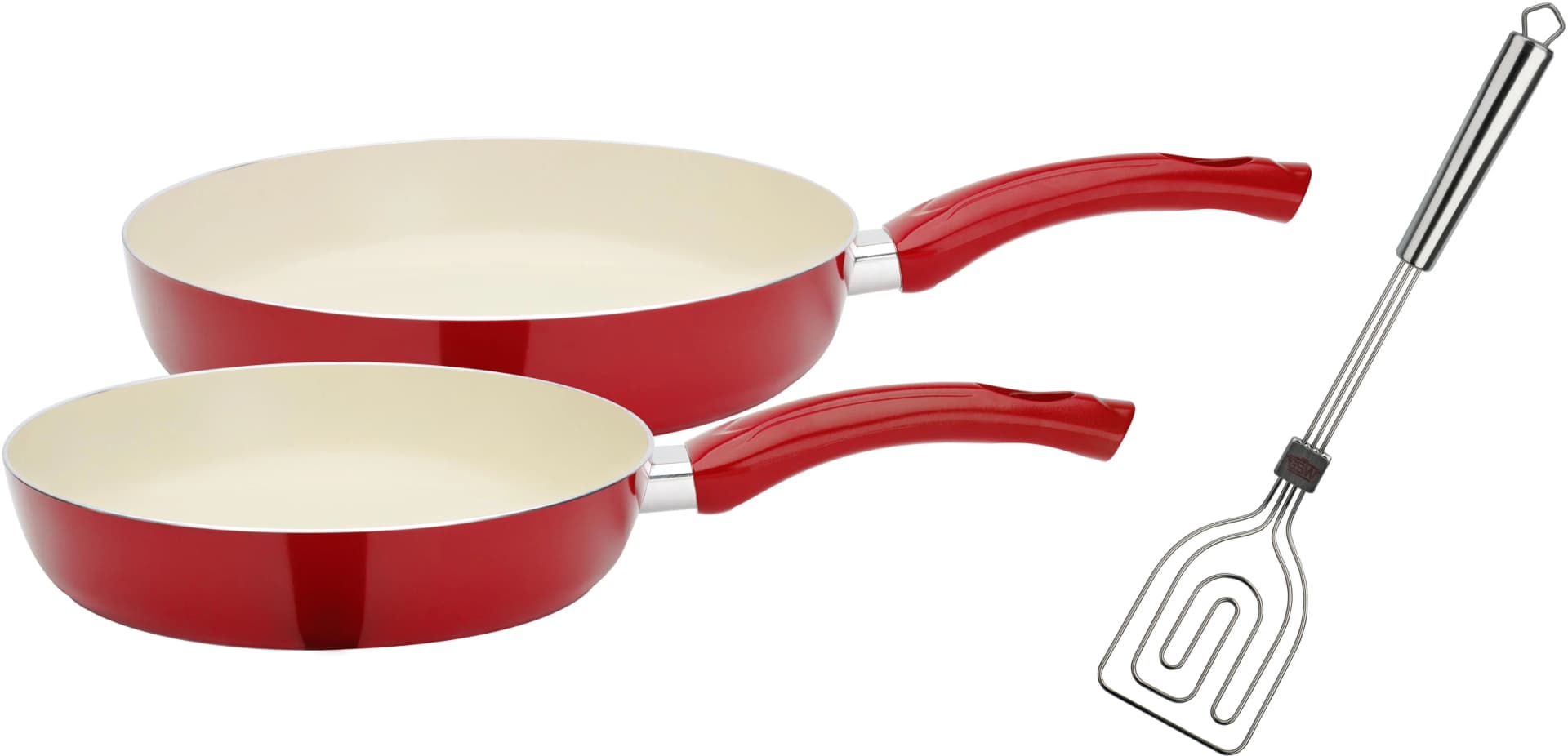 GSW Pfannen-Set CERAMICA beige Rot Induktion 3-teilig