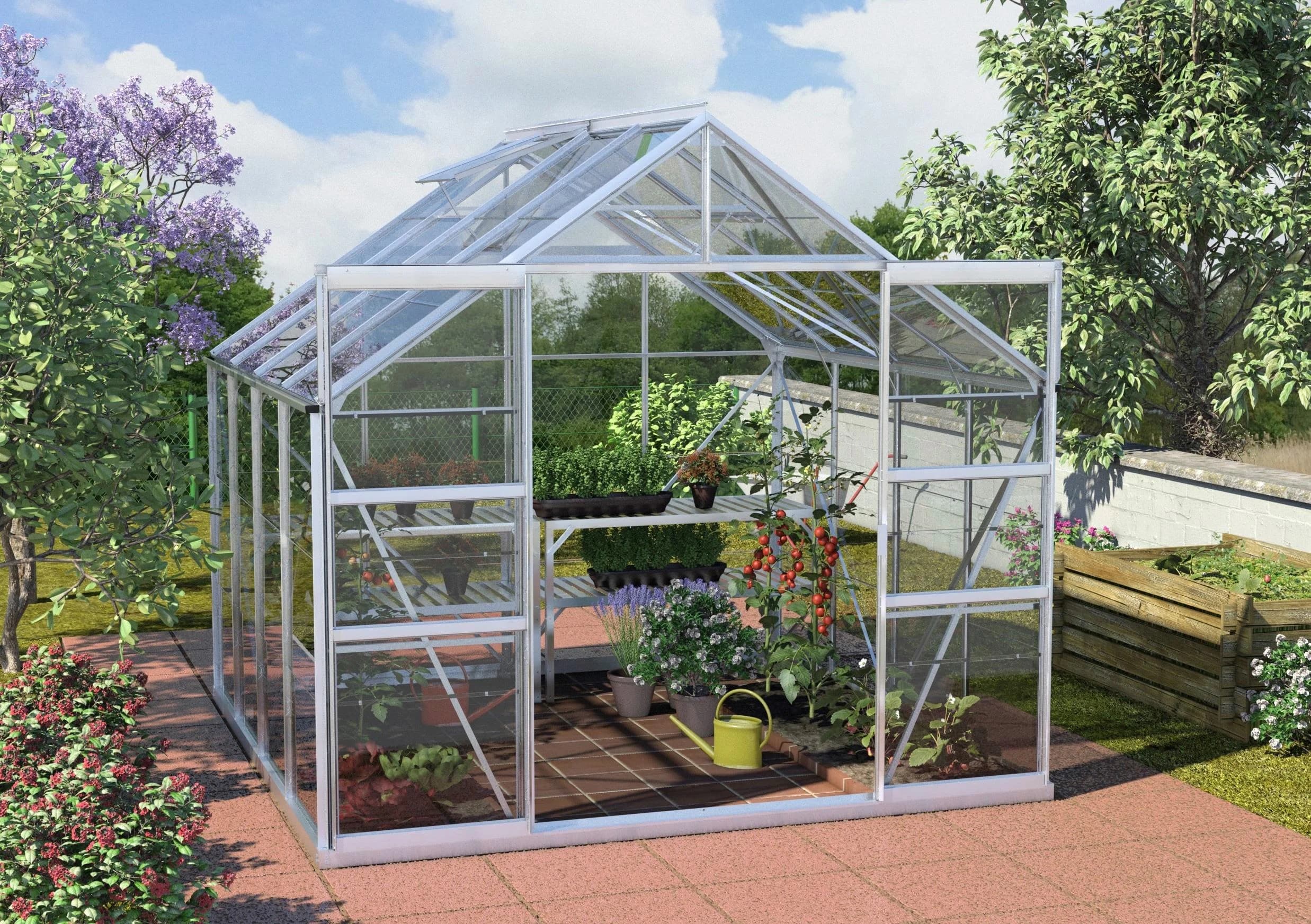 Gewächshaus KONIFERA Calisto 6700 Silber Doppelschiebetür