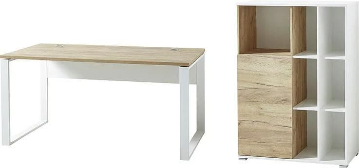 Büromöbel-Set Germania GW-Lioni Weiß Eiche Holzwerkstoff Metall