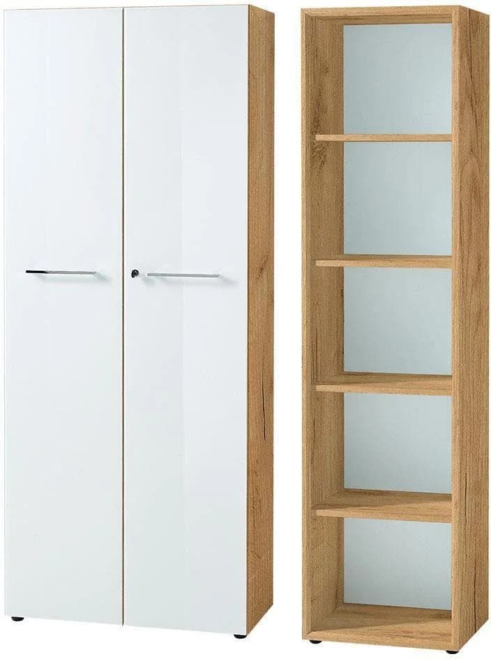 Büromöbel-Set Germania GW-Monteria Aktenschrank & Regal Weiß/Eiche