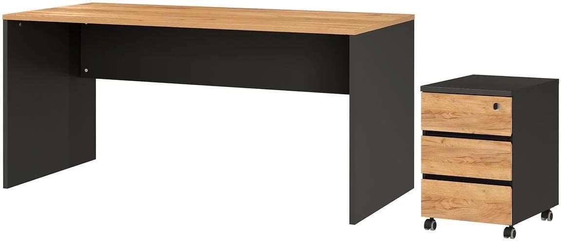 Büromöbel-Set GERMANIA Lissabon Braun Grau Holzwerkstoff