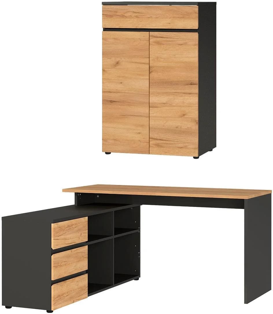 Büromöbel-Set GERMANIA Lissabon Braun Grau Holzwerkstoff