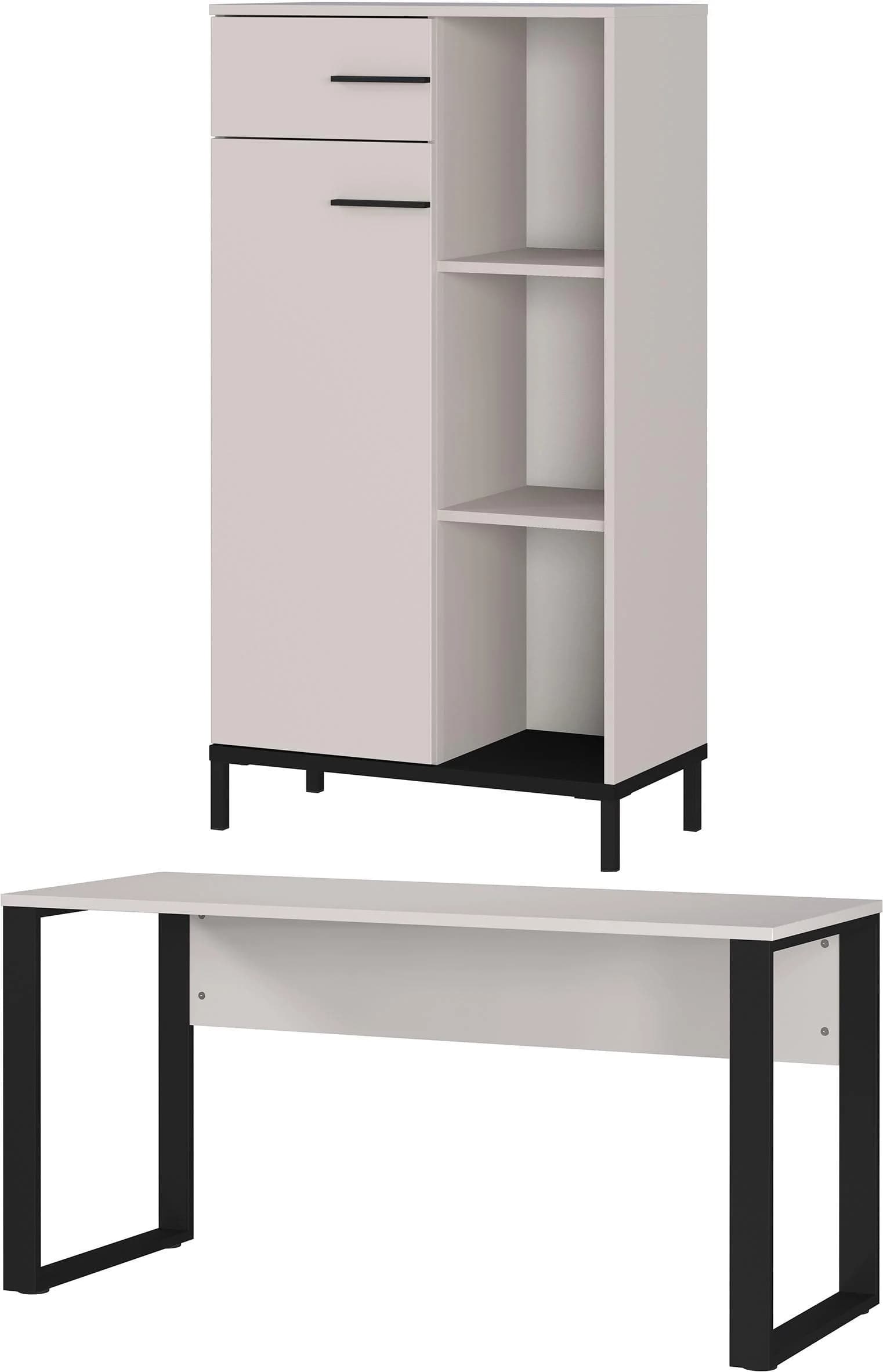 Büromöbel-Set GERMANIA GW-Rovigo Beige/Schwarz mit Aktenschrank