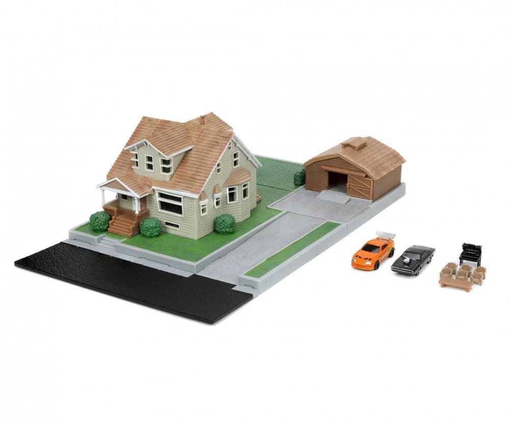 JADA Toretto House Diorama Dodge Charger Black Toyota Supra Orange