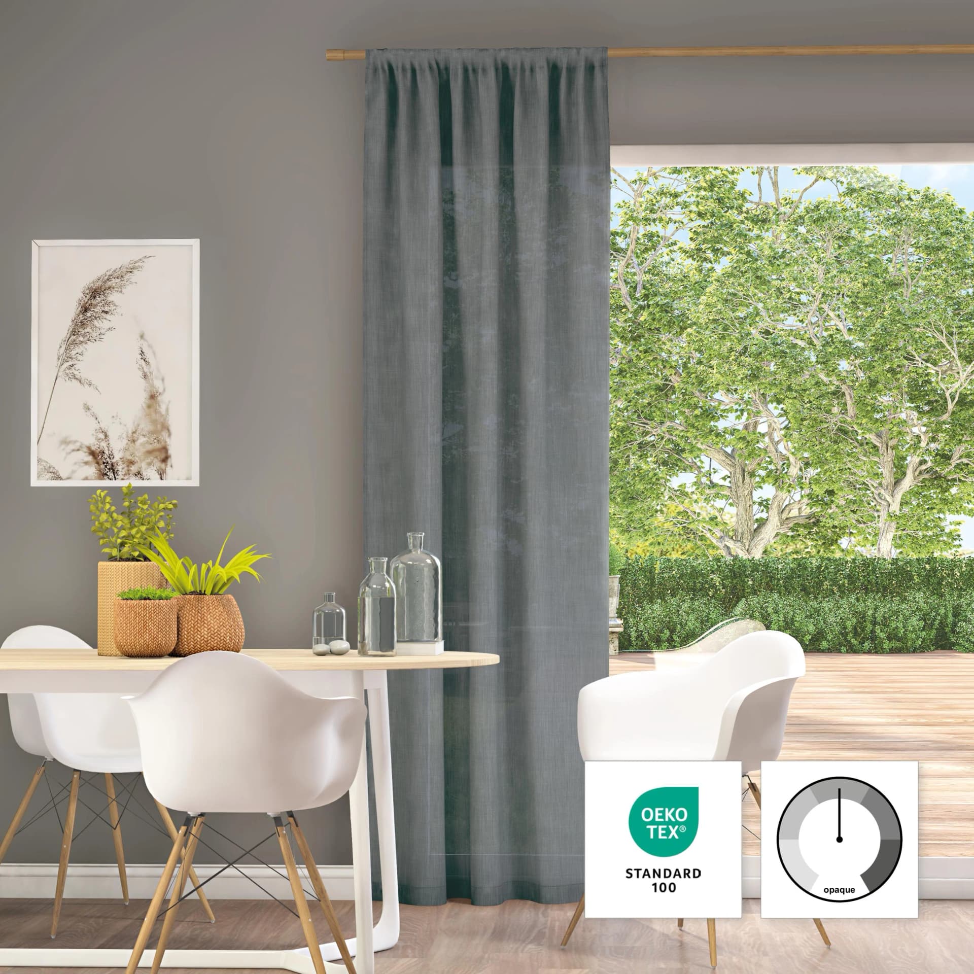 NEUTEX FOR YOU Vorhang Mara-ECO Silbergrau Jacquard