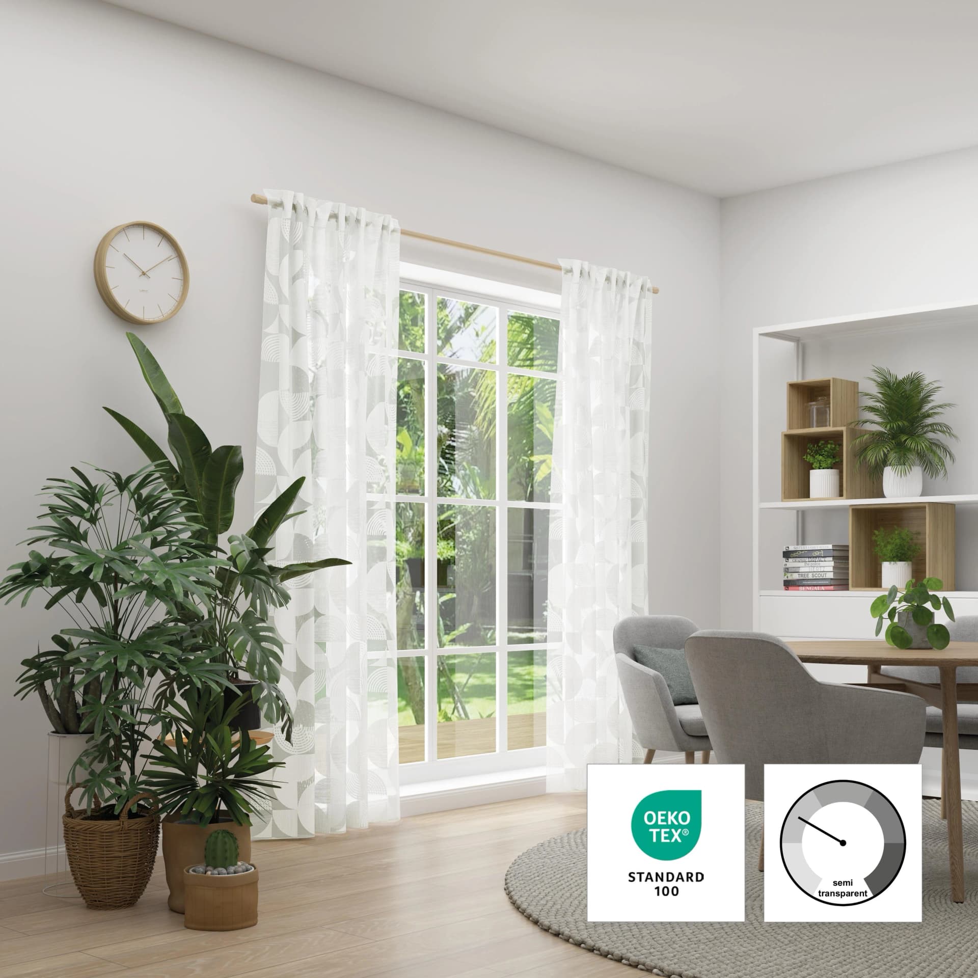 Vorhang Neutex for you! CIRCLE Weiß/Grau Ausbrenner