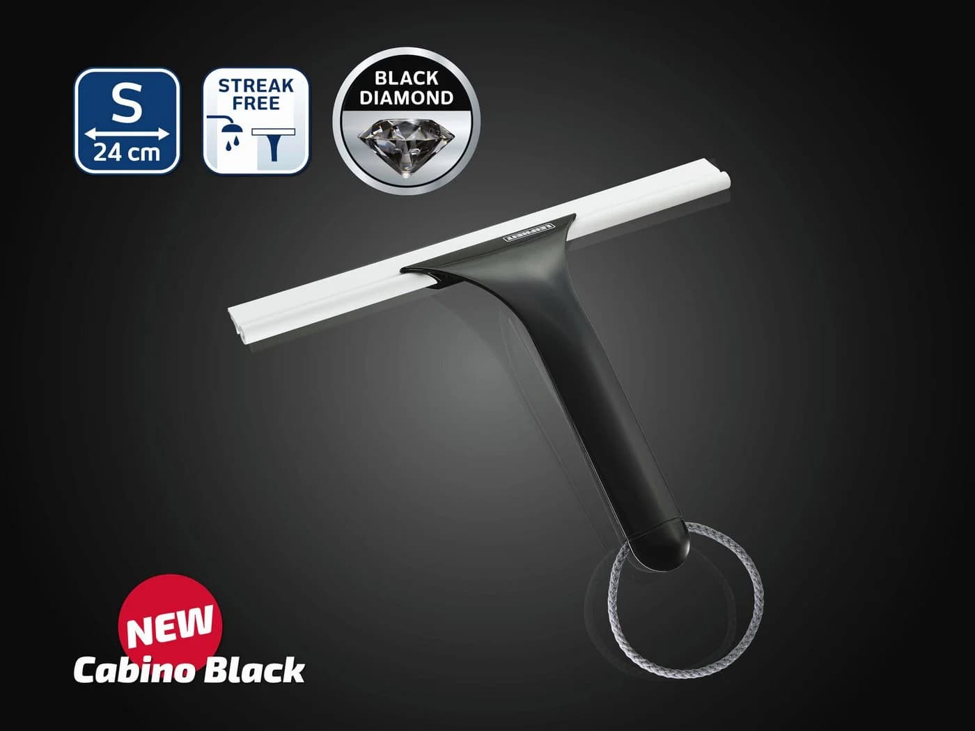 Leifheit Duschabzieher Cabino Black 24 cm Wischbreite