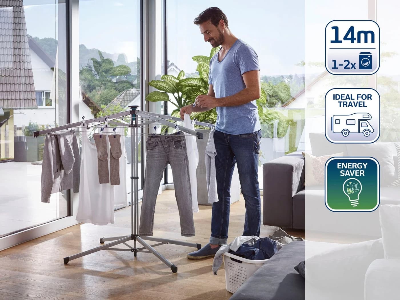 LEIFHEIT LinoPop-Up 140 Wäschespinne Grün/Silber Aluminium
