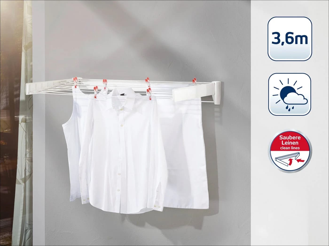 Leifheit Wandtrockner Telegant 36 Protect Plus Silber Aluminium