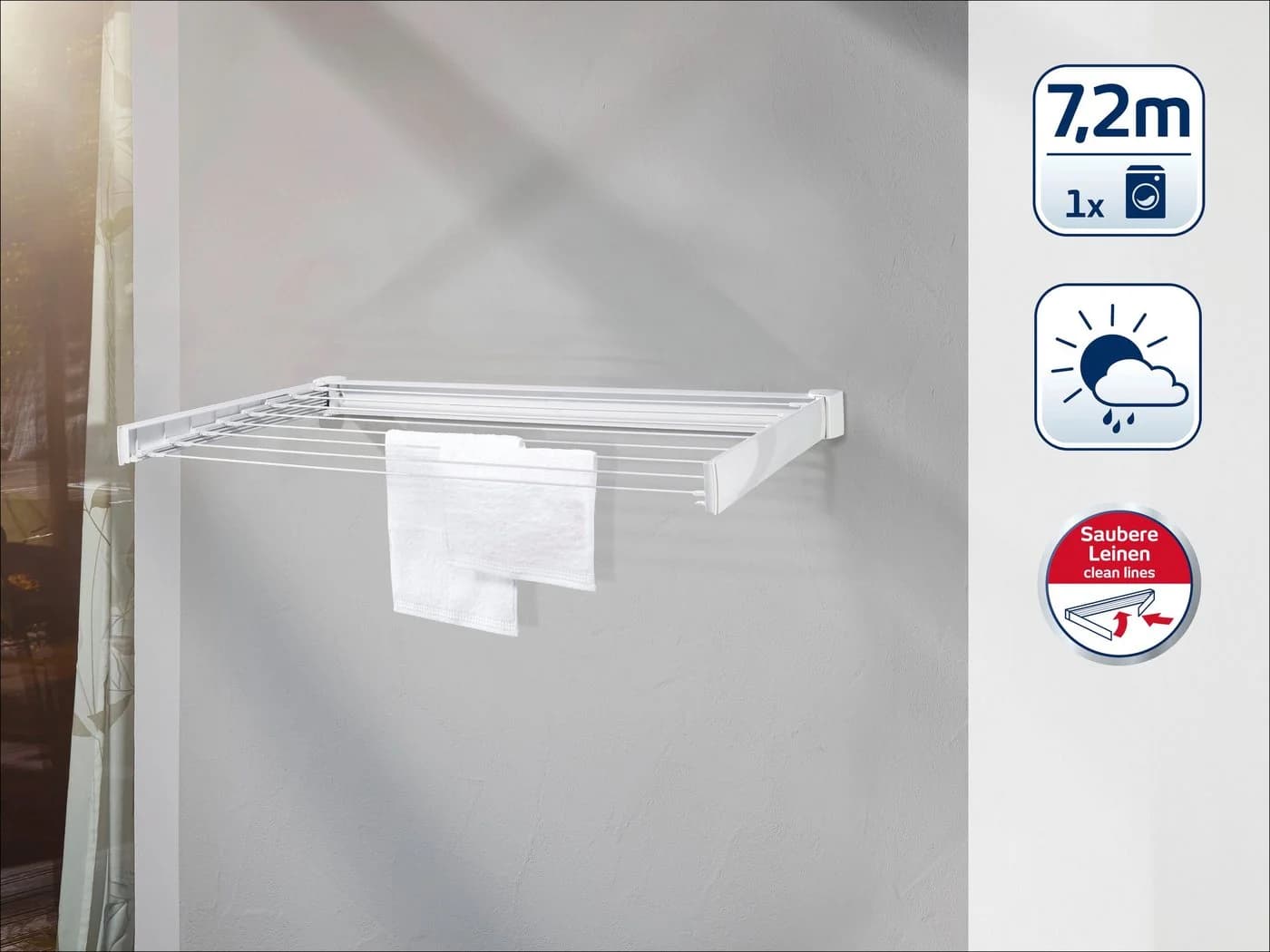 Leifheit Wandwäschetrockner Telegant 72 Protect Weiß