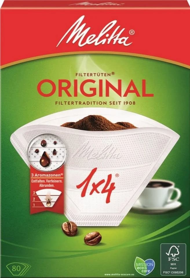 Melitta Kaffeefilter 1x4 Aromapor 80 Stück Weiß