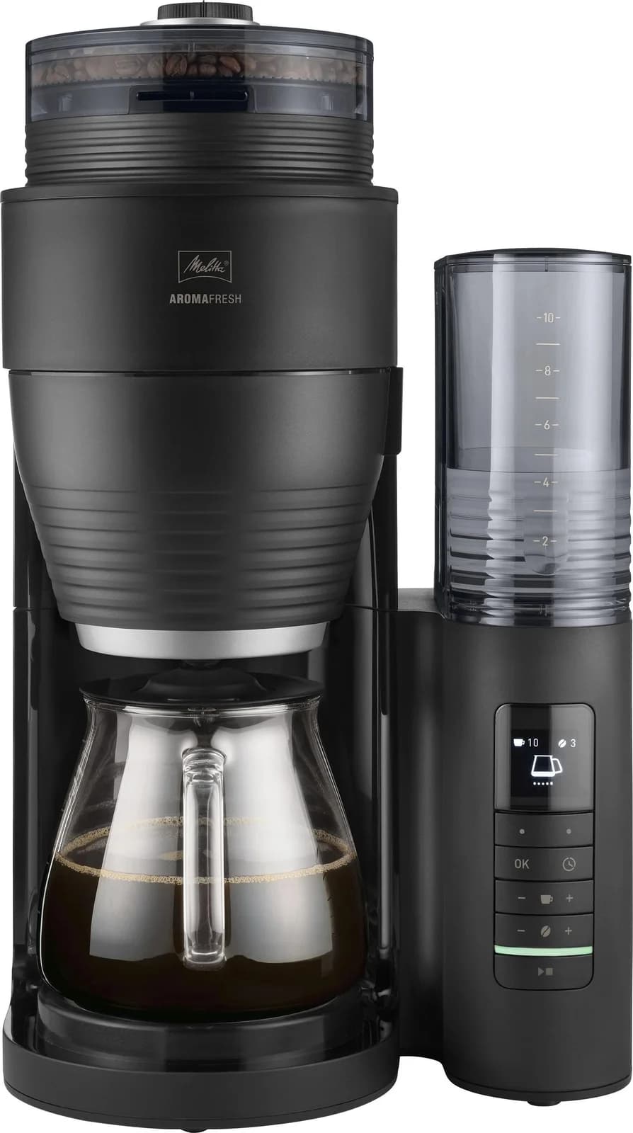 Melitta AromaFresh Pro X Kaffeemaschine mit Mahlwerk Schwarz/Silber