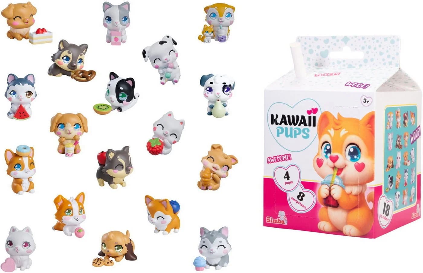 SIMBA Kawaii Pups Überraschungs-Set 4 Stück Hündchen