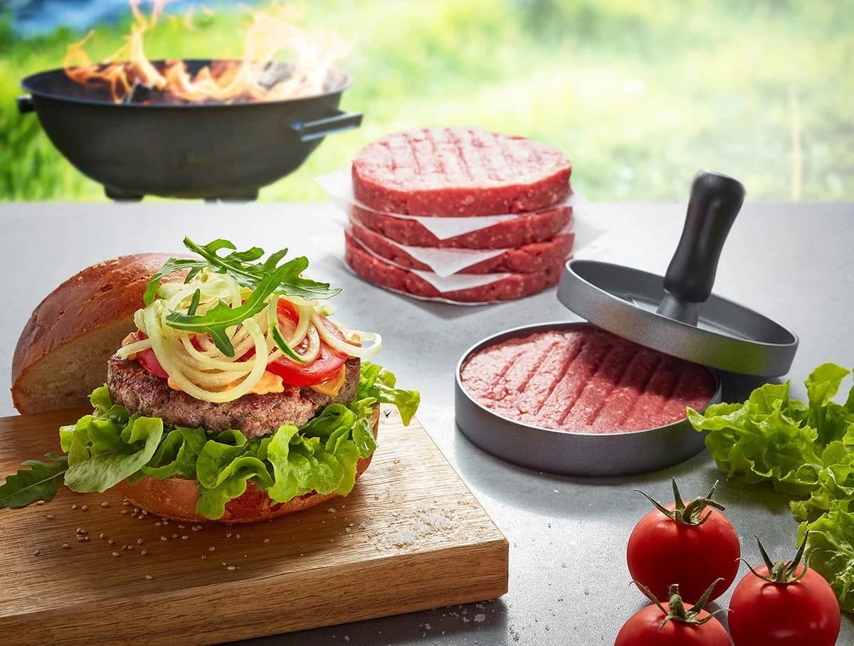 GEFU Burgerpresse Aluminium mit Antihaftbeschichtung & Rillenoptik