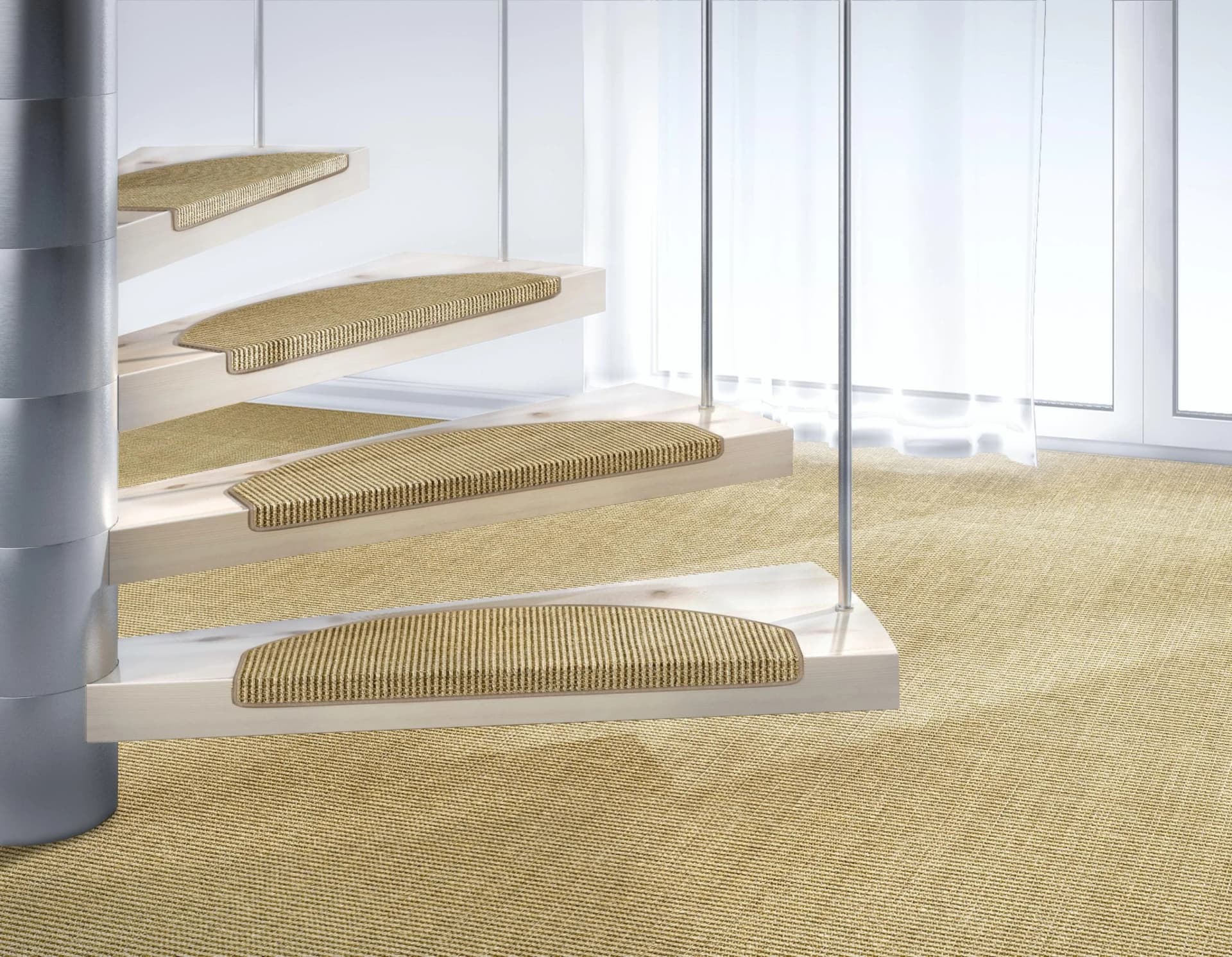 DEKOWE Stufenmatte Mara S2 Beige Selbstklebend Sisal
