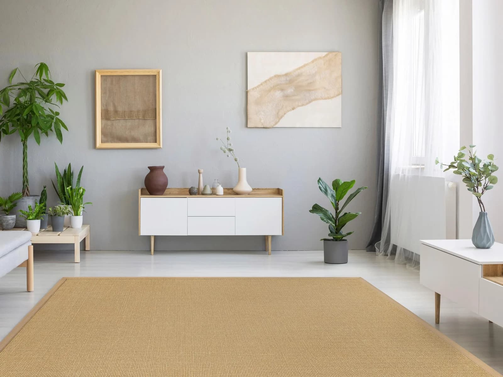 DEKOWE Sisalteppich Mara S2 mit Bordüre Beige Natur 200x290cm