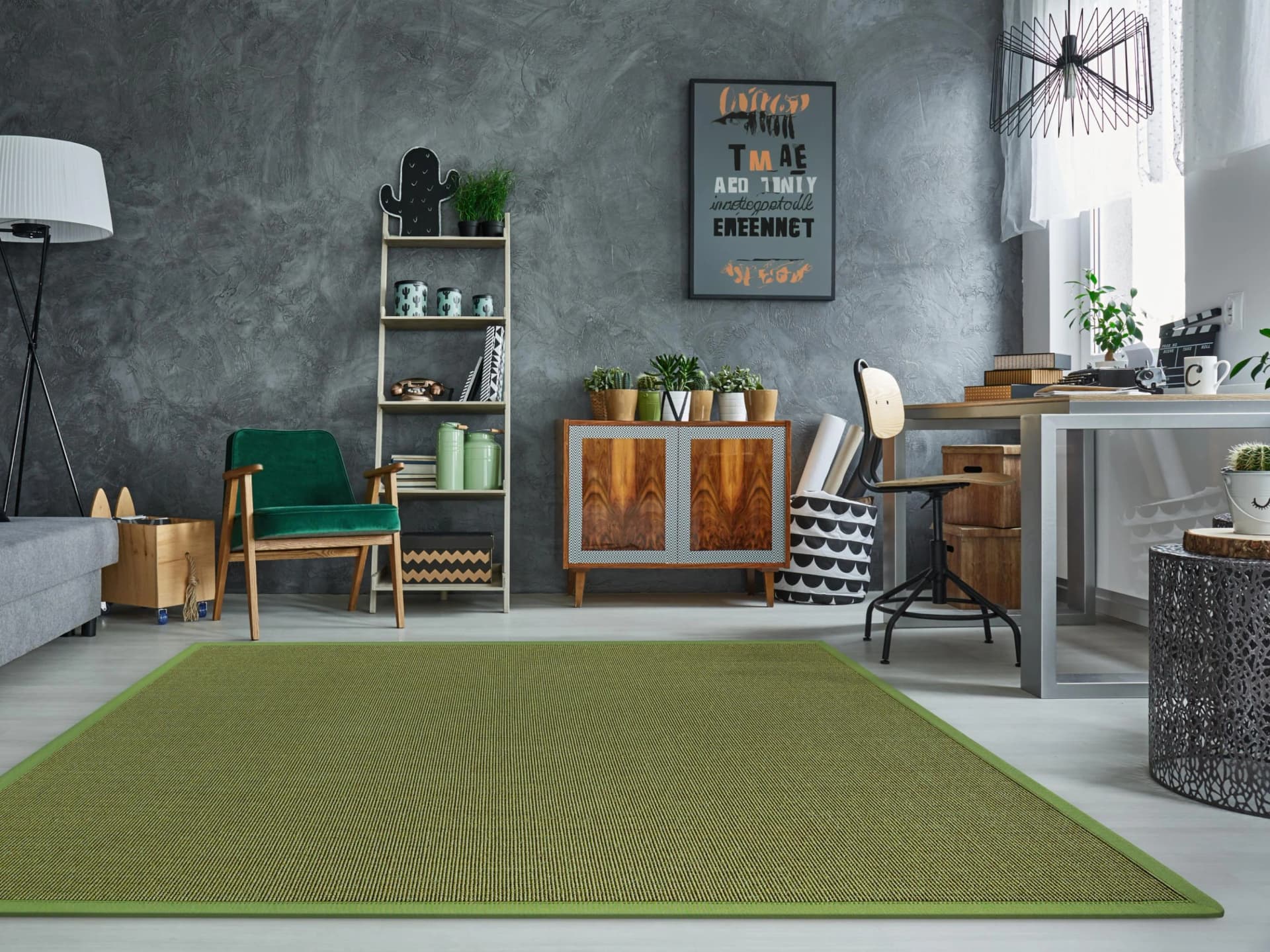DEKOWE Sisalteppich Mara S2 mit Bordüre Spezial Grün 200x250 cm