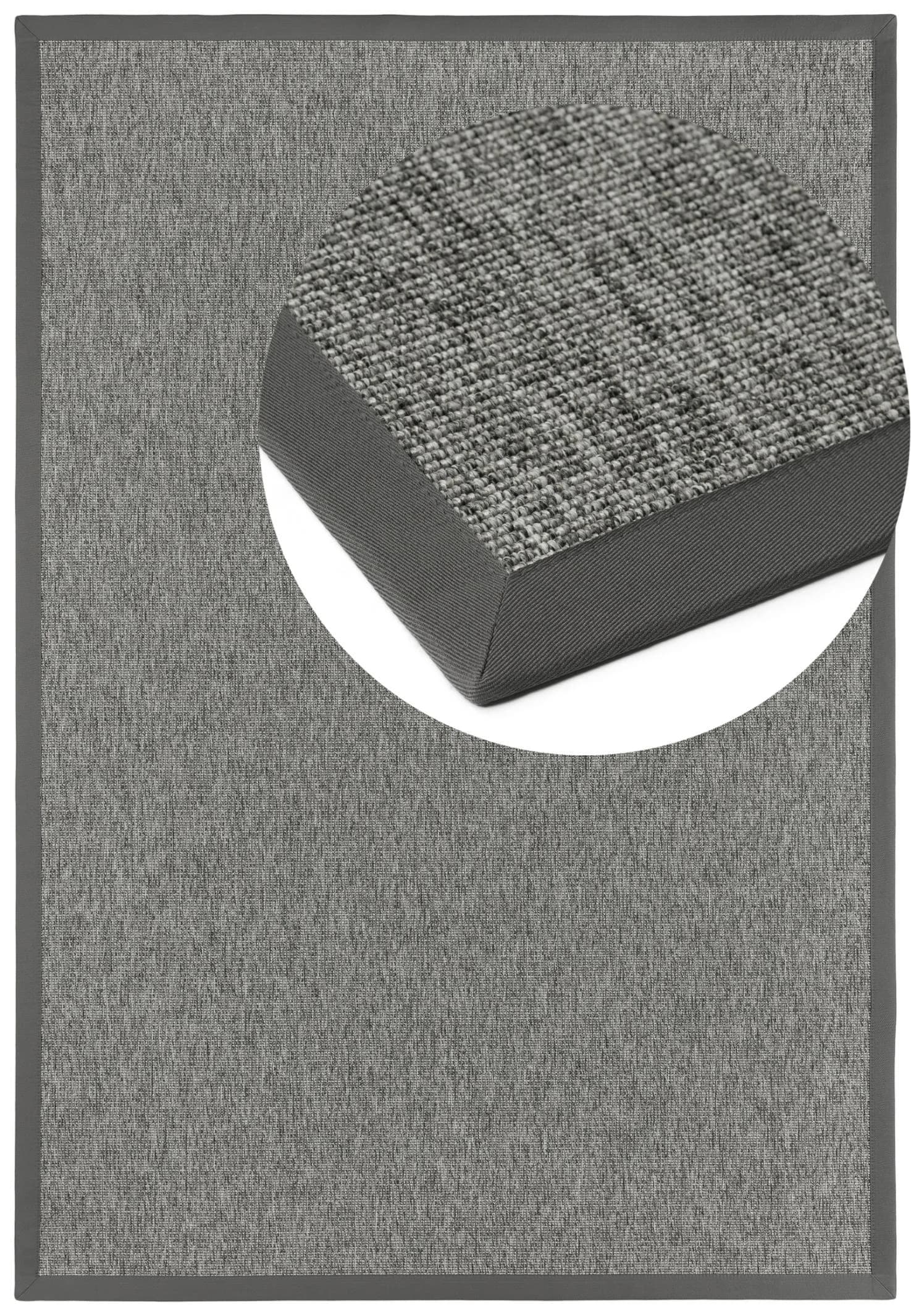 DEKOWE Basic S2 Bouclé Teppich Grau Sisaloptik 67x133 cm