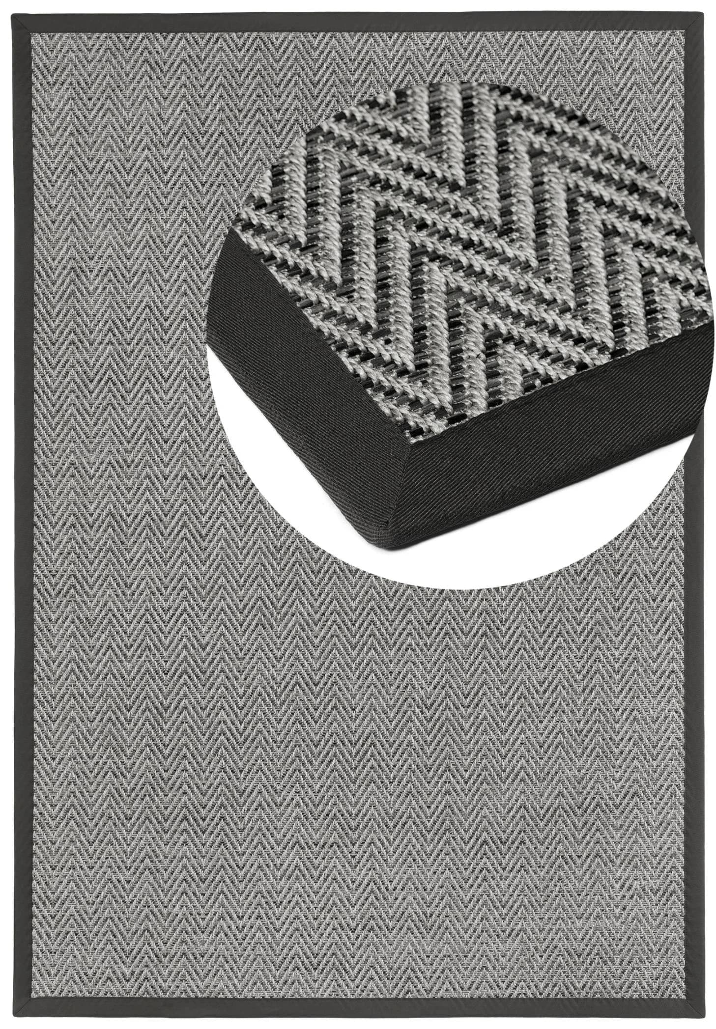 Schieferfarbener Teppich im Fischgrät-Design, 240x340 cm