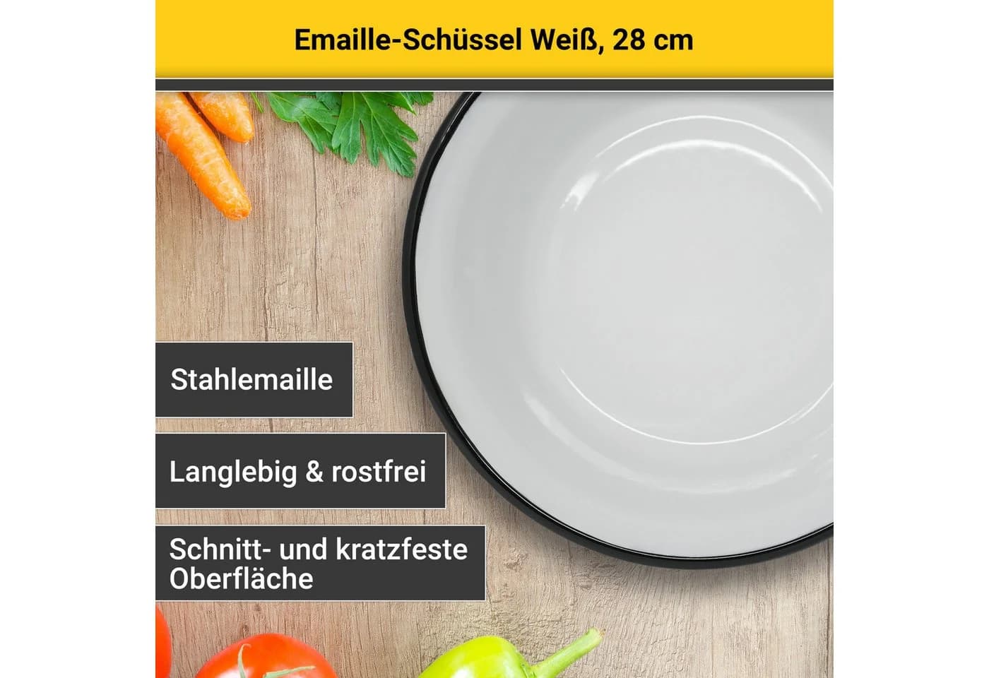 KRÜGER Emaille-Schüssel Weiß 28 cm