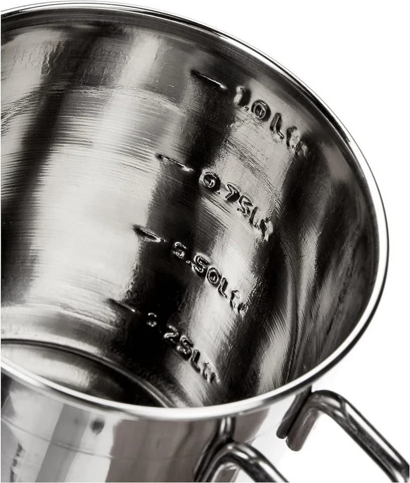 Karl Krüger Messbecher 1 Liter Edelstahl Silber mit Griff
