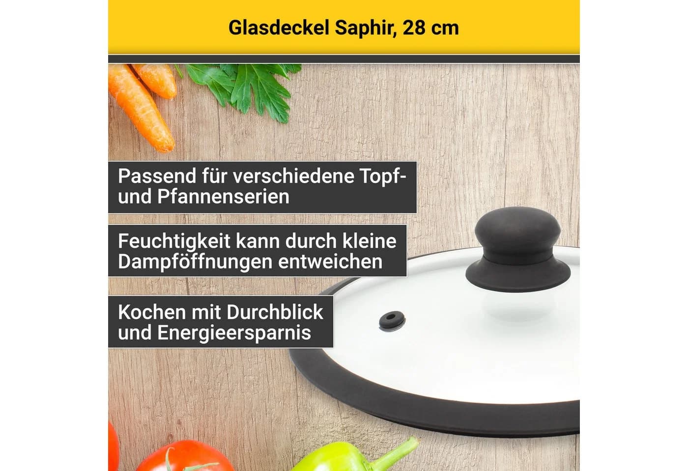Krüger Glasdeckel Saphir mit Soft-Touch-Knopf transparent