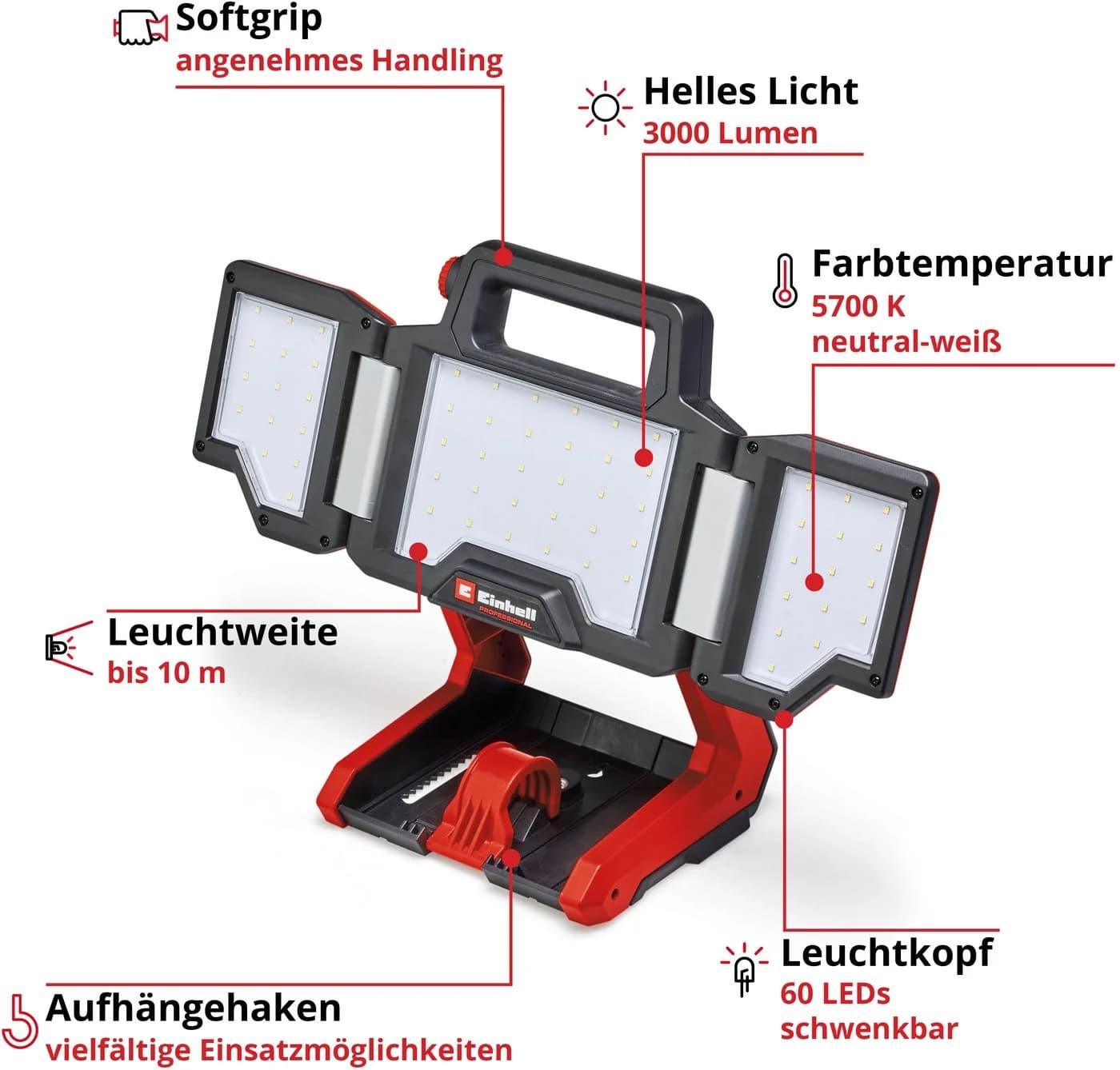 Einhell LED Arbeitsleuchte Akku-Lampe TP-CL 18/3000 Li - Solo