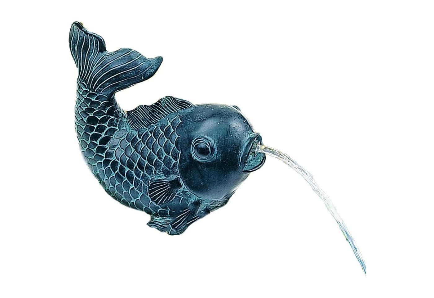 Heissner Wasserspeier Teichfigur Speier Fisch Dekor Bronze