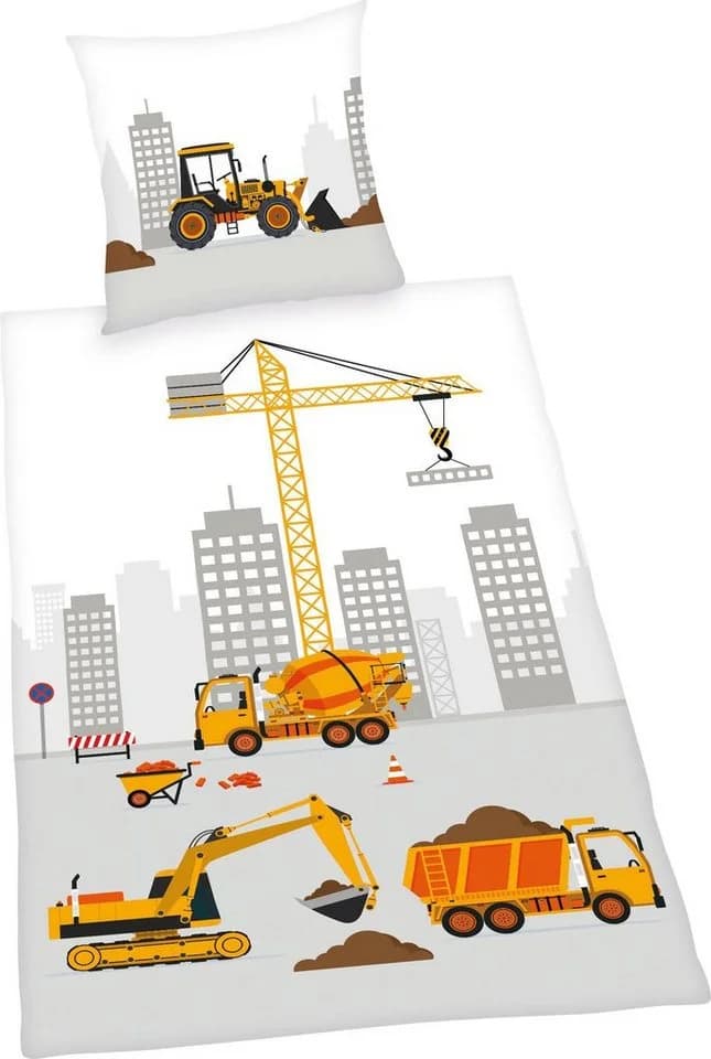 Herding Young Collection Kinderbettwäsche Baustelle Bunt Renforcé