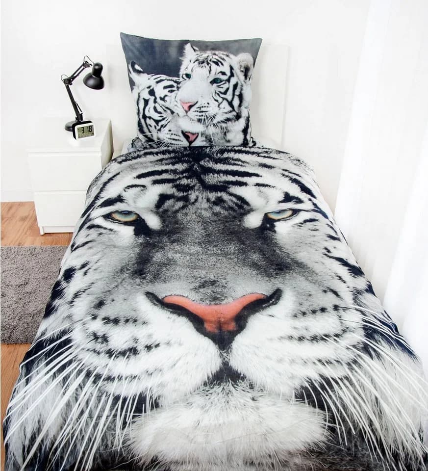 Herding Bettwäsche Set Weißer Tiger 135x200cm 100% Baumwolle