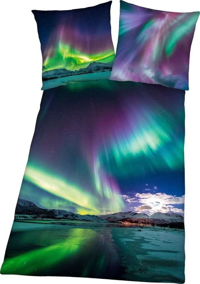 Herding Young Collection Bettwäsche Polarlichter Renforcé Bunt/Violett